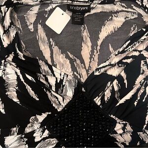 Vintage Lane Bryant Black and White Dress with Beading Accent.